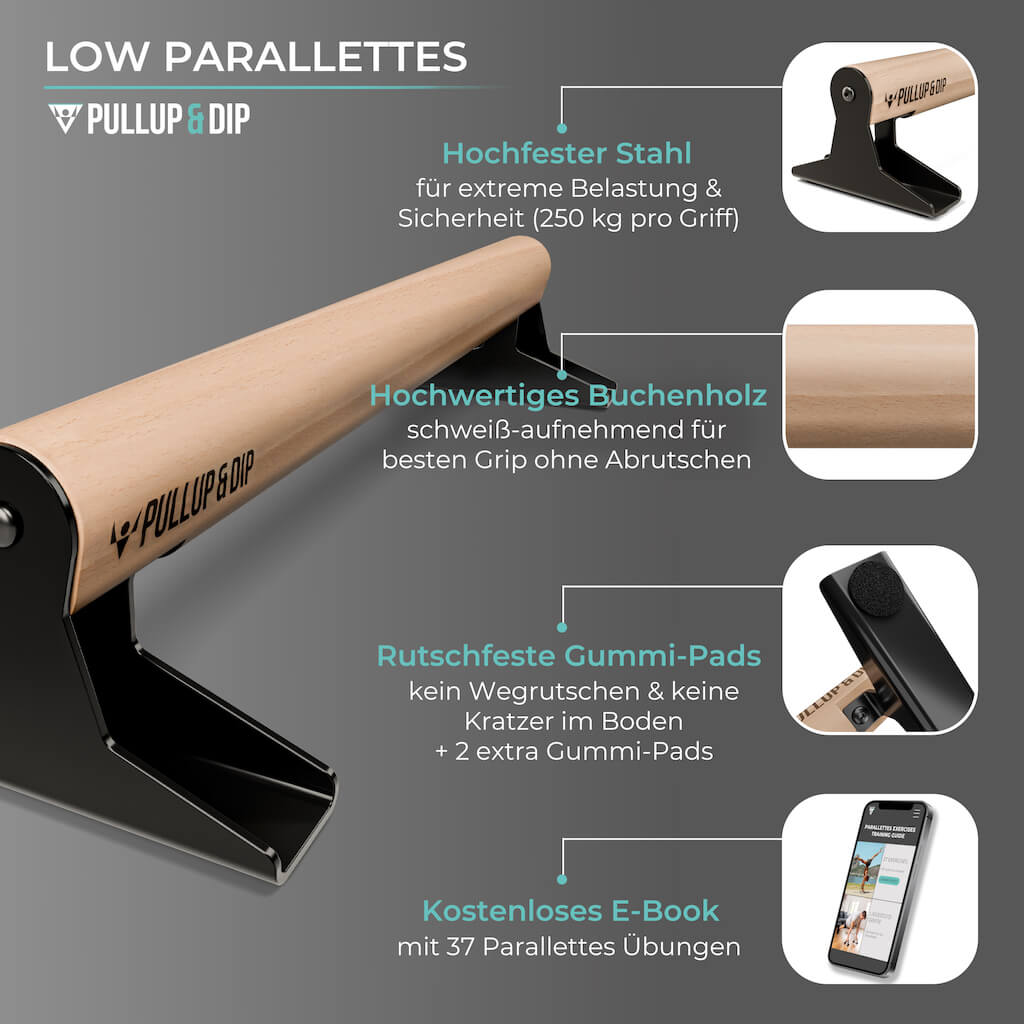 Paralelas Madera De Alta Calidad Con Mango Ergonómico De Madera y Base De Metal, Diseño Bajo o Mediano,