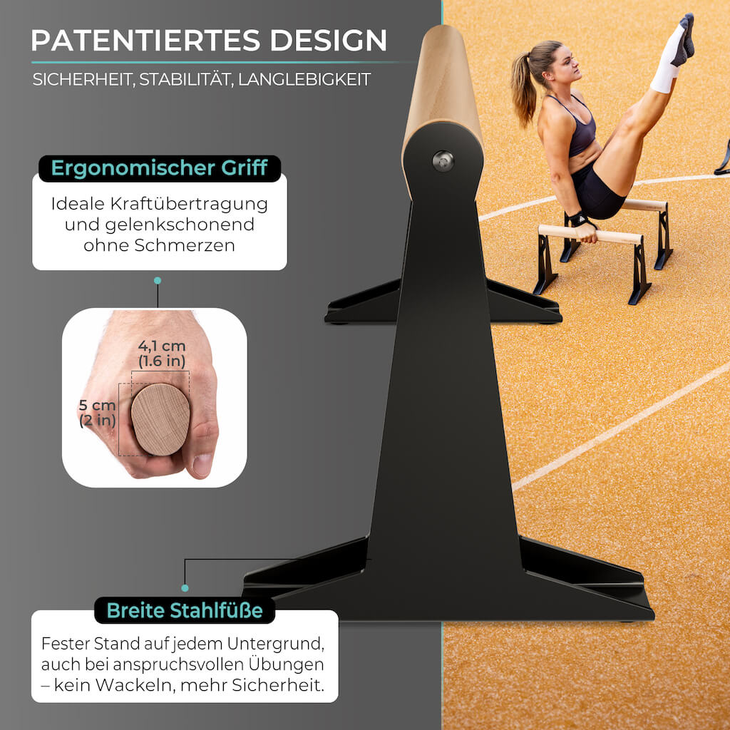 Paralelas Madera De Alta Calidad Con Mango Ergonómico De Madera y Base De Metal, Diseño Bajo o Mediano,