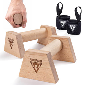 Puños de madera con empuñadura ergonómica incl. muñequeras