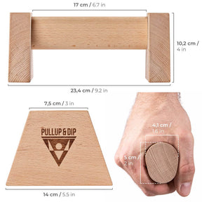 Puños de madera con empuñadura ergonómica incl. muñequeras